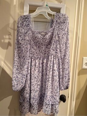 💜 Altar’d State Lavender Floral Smocked Mini Dress | XL